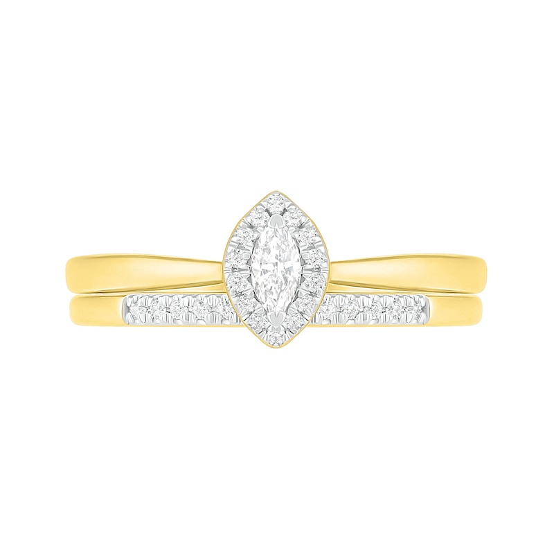 1/4 CT. T.W. Marquise Diamond Frame Bridal Set in 10K Gold | Zales