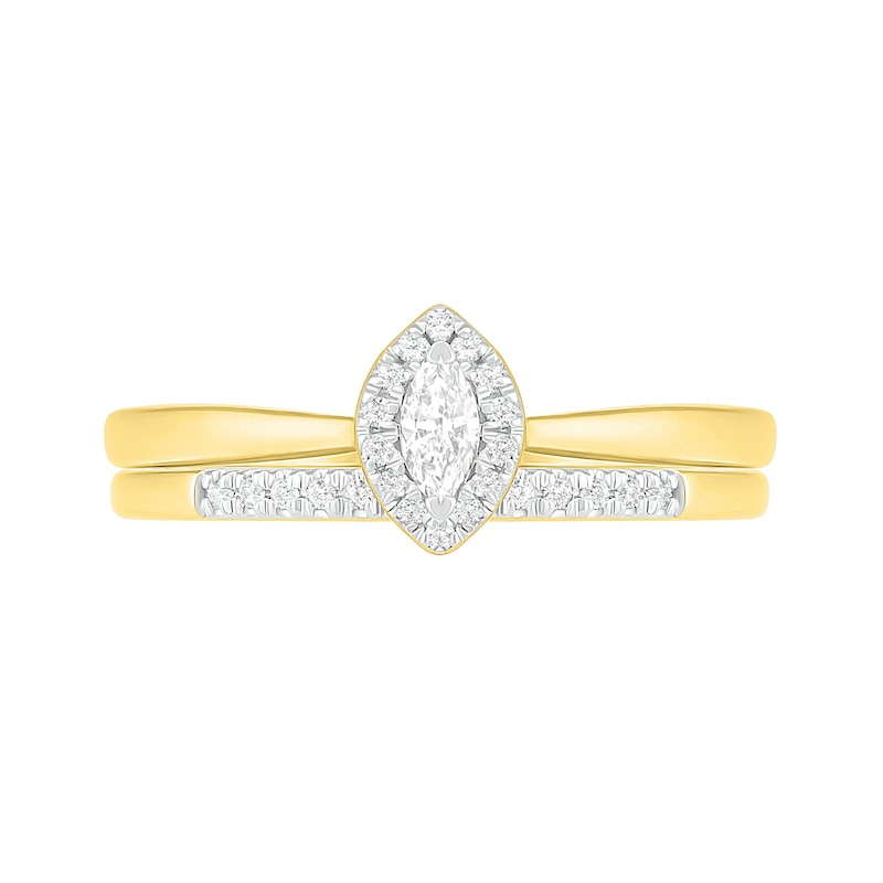 Main Image 3 of 1/4 CT. T.W. Marquise Diamond Frame Bridal Set in 10K Gold