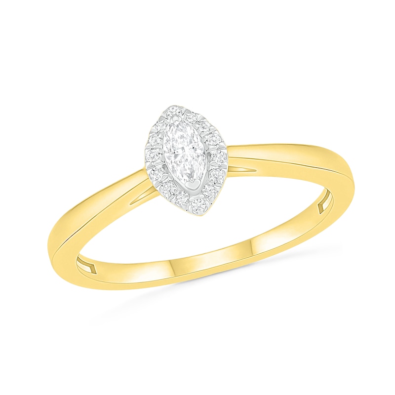 Main Image 4 of 1/4 CT. T.W. Marquise Diamond Frame Bridal Set in 10K Gold