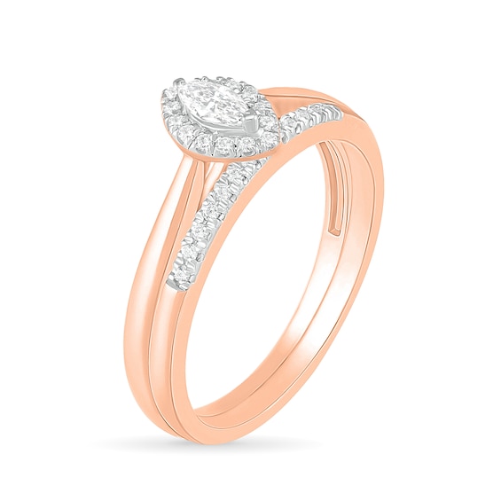 1/4 CT. T.w. Marquise Diamond Frame Bridal Set in 10K Rose Gold