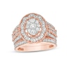 1-1/4 CT. T.W. Composite Oval Diamond Scallop Frame Vintage-Style Bridal Set in 10K Rose Gold