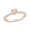 5.0mm Heart-Shaped Morganite and 1/15 CT. T.W. Diamond Ring in 10K Rose Gold