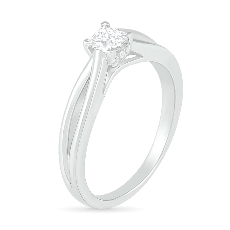 3/8 CT. T.W. Princess-Cut Diamond Solitaire Split Shank Engagement Ring in 10K White Gold (J/I3)