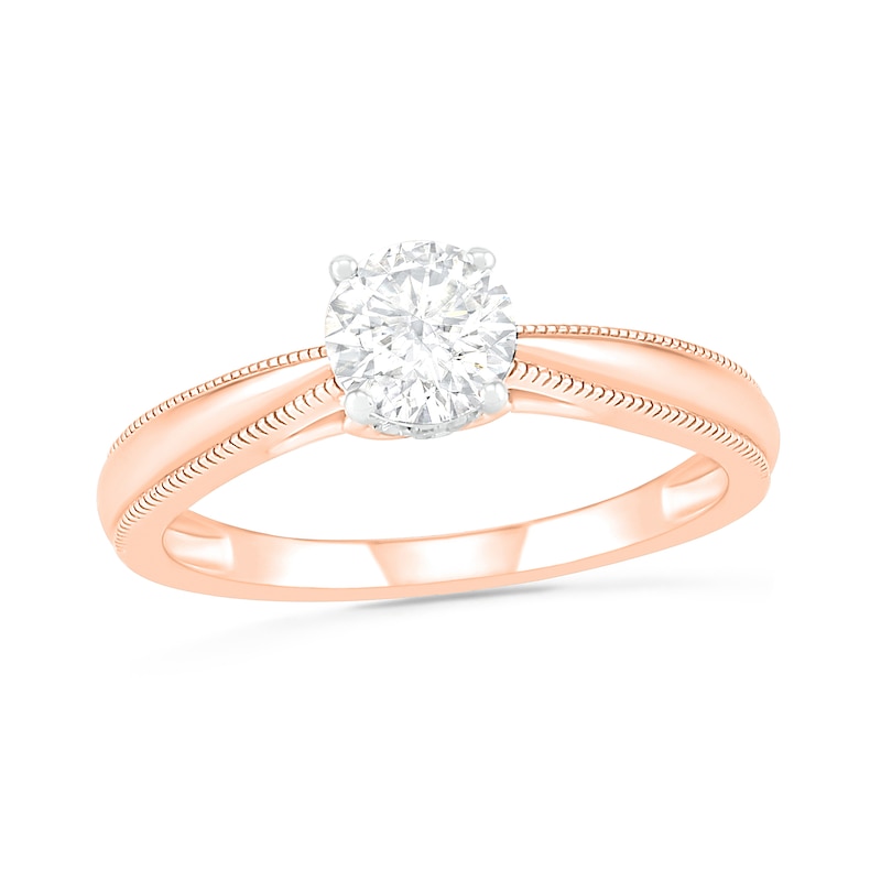 5/8 CT. T.W. Diamond Solitaire Vintage-Style Engagement Ring in 14K Rose Gold (I/I2)