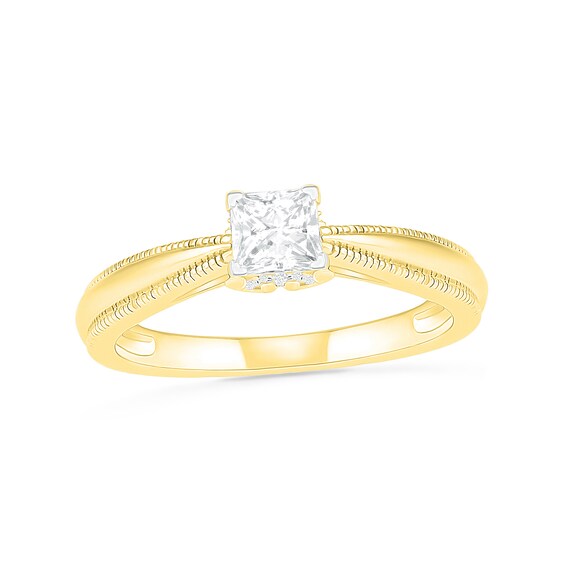5/8 CT. T.W. Princess-Cut Solitaire Diamond Vintage-Style Engagement Ring in 14K Gold (I/I2) 5/8 CT. T.W. Princess-Cut Solitaire Diamond Vintage-Style Engagement Ring in 14K Gold (I/I2)