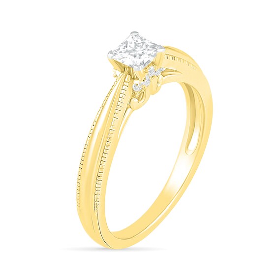 5/8 CT. T.W. Princess-Cut Solitaire Diamond Vintage-Style Engagement Ring in 14K Gold (I/I2) 5/8 CT. T.W. Princess-Cut Solitaire Diamond Vintage-Style Engagement Ring in 14K Gold (I/I2)