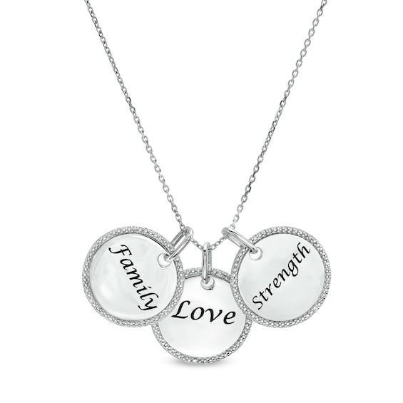 Diamond Accent Motivational Theme Charms Pendant in Sterling Silver