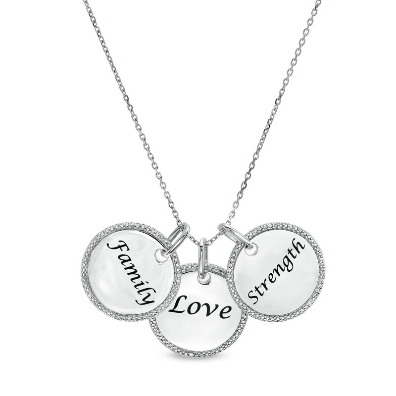 Main Image 1 of Diamond Accent Motivational Theme Charms Pendant in Sterling Silver