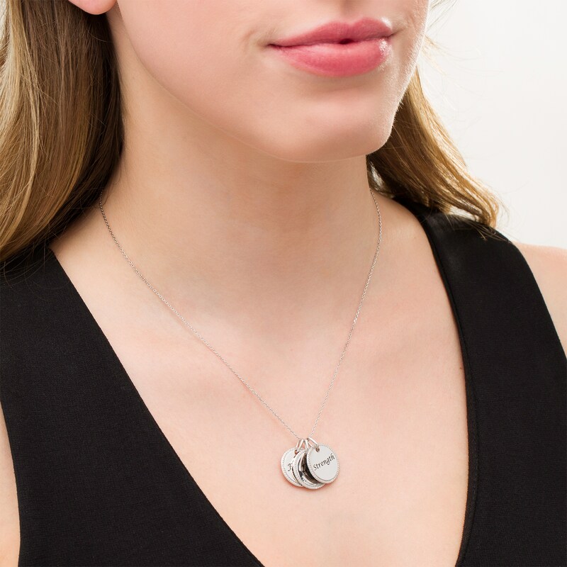 Main Image 2 of Diamond Accent Motivational Theme Charms Pendant in Sterling Silver