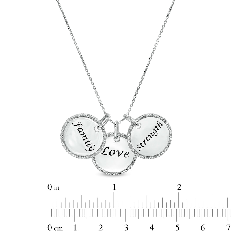 Diamond Accent Motivational Theme Charms Pendant in Sterling Silver