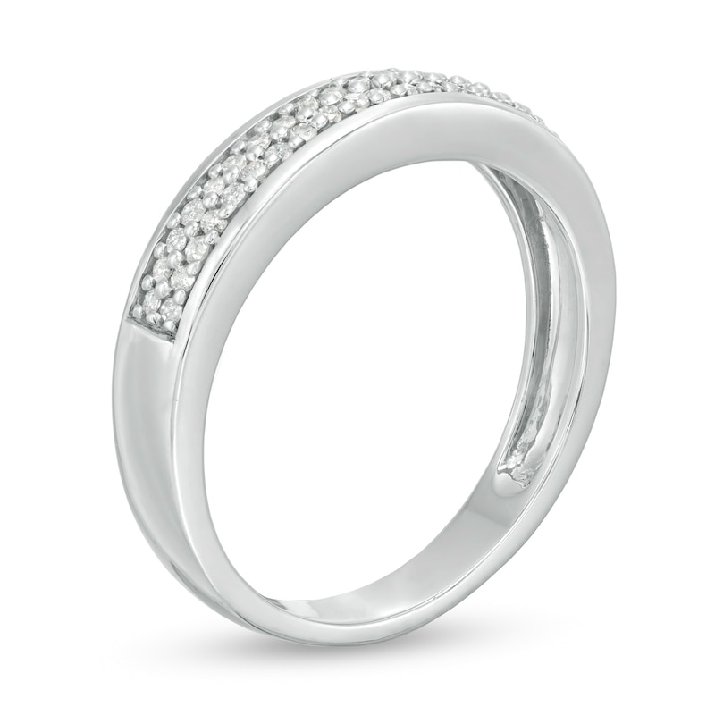 Main Image 3 of 1/3 CT. T.W. Diamond Double Row Wedding Band in 10K White Gold