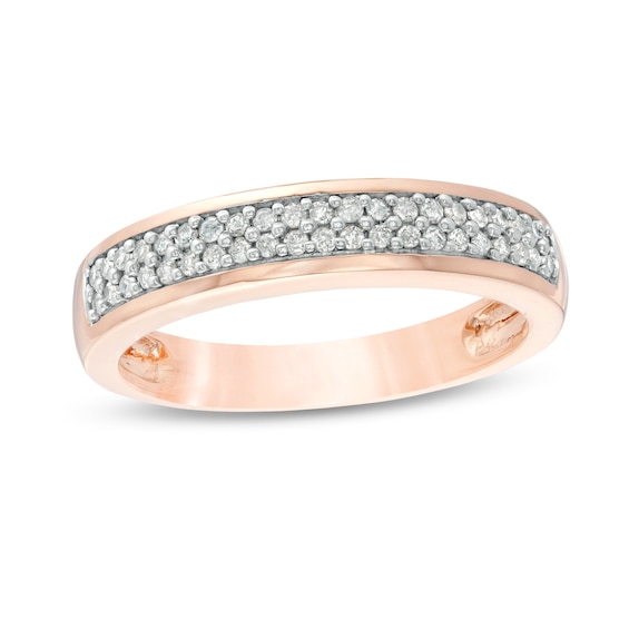 1/3 CT. T.w. Diamond Double Row Wedding Band in 10K Rose Gold