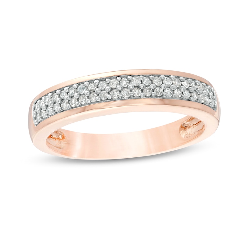 Main Image 1 of Men's 1/3 CT. T.W. Diamond Double Row Wedding Band in 10K Rose Gold