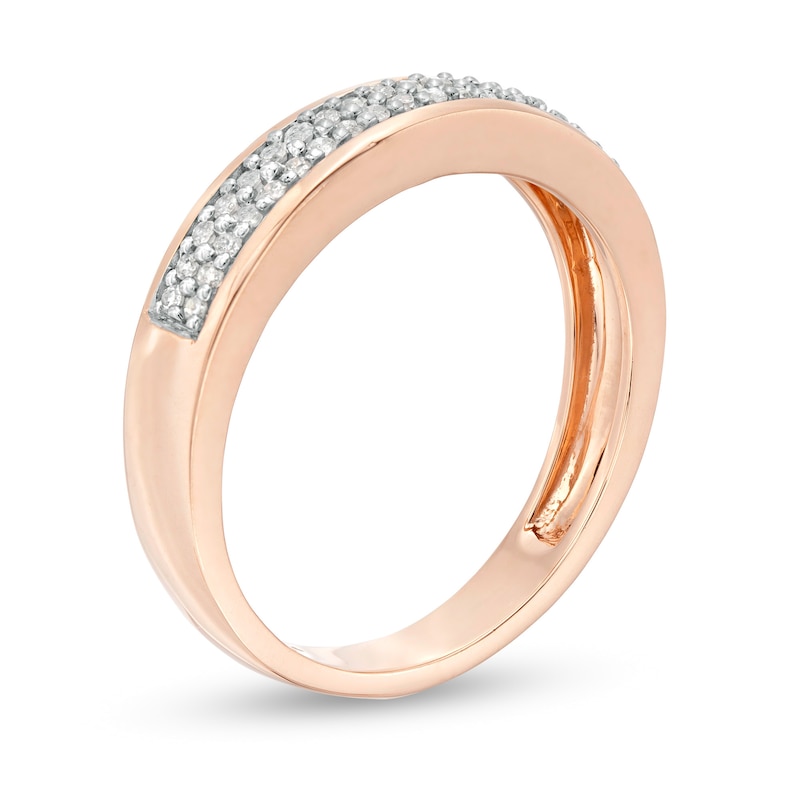 Main Image 3 of Men's 1/3 CT. T.W. Diamond Double Row Wedding Band in 10K Rose Gold