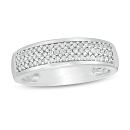 3/8 CT. T.W. Diamond Triple Row Wedding Band in 10K White Gold