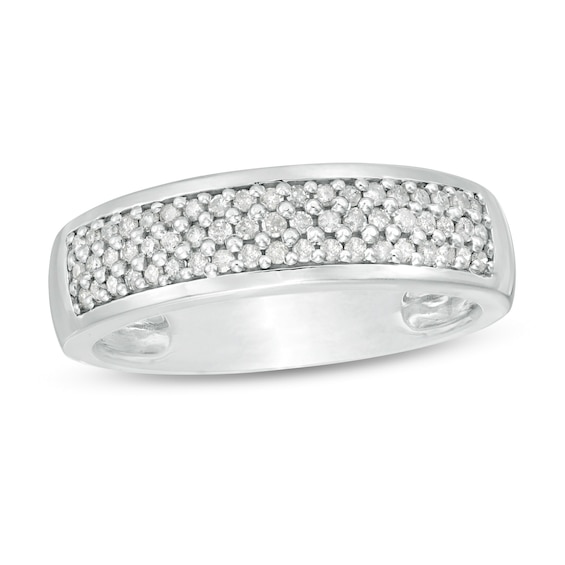 3/8 CT. T.w. Diamond Triple Row Wedding Band in 10K Gold