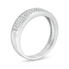 Thumbnail Image 2 of Men's 3/8 CT. T.W. Diamond Triple Row Wedding Band in 10K White Gold
