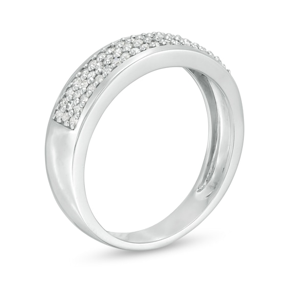 Men's 3/8 CT. T.w. Diamond Triple Row Wedding Band in 10K White Gold