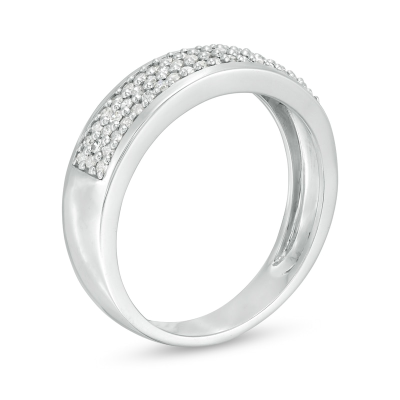 Men's 3/8 CT. T.W. Diamond Triple Row Wedding Band in 10K White Gold
