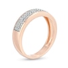 Thumbnail Image 2 of Men's 3/8 CT. T.W. Diamond Triple Row Wedding Band in 10K Rose Gold