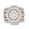2-1/4 CT. T.W. Composite Diamond Multi-Row Vintage-Style Three Piece Bridal Set in 10K Rose Gold