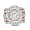 Thumbnail Image 1 of 2-1/4 CT. T.W. Composite Diamond Multi-Row Vintage-Style Three Piece Bridal Set in 10K Rose Gold