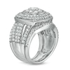 Thumbnail Image 3 of 2-1/4 CT. T.W. Composite Diamond Cushion Frame Multi-Row Vintage-Style Three Piece Bridal Set in 10K White Gold