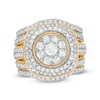 Thumbnail Image 1 of 2-1/4 CT. T.W. Composite Diamond Cushion Frame Multi-Row Vintage-Style Three Piece Bridal Set in 10K Gold