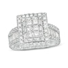 Thumbnail Image 0 of 1-1/2 CT. T.W. Princess-Cut Diamond Frame Multi-Row Engagement Ring in 10K White Gold