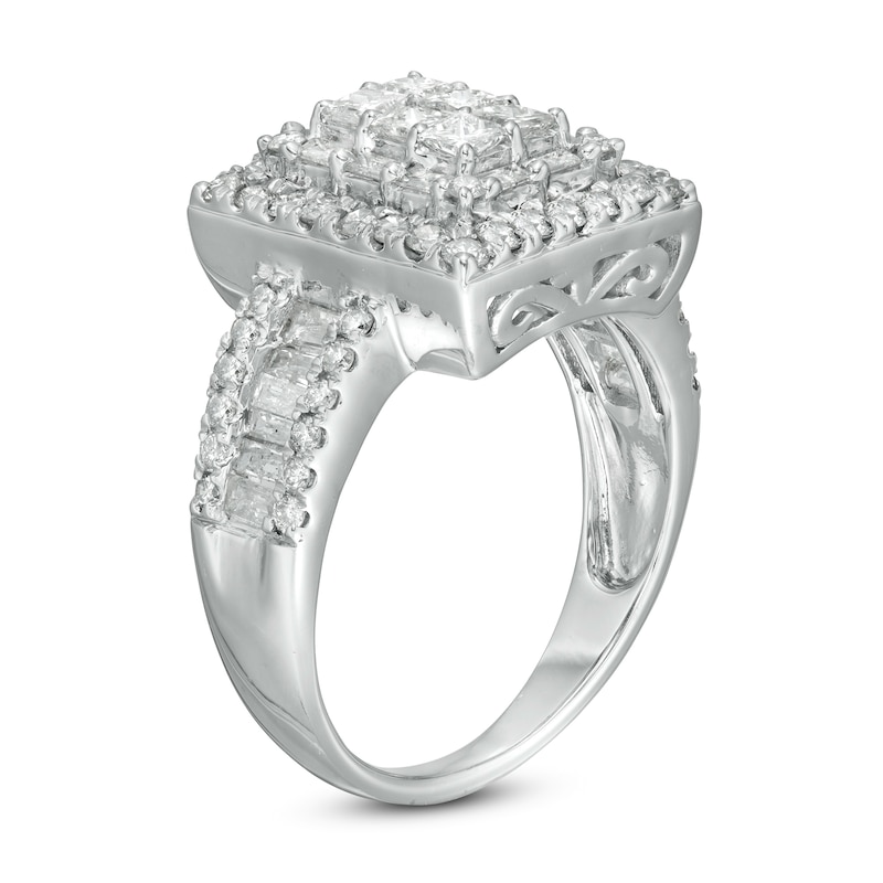 1-1/2 CT. T.W. Princess-Cut Diamond Frame Multi-Row Engagement Ring in 10K White Gold