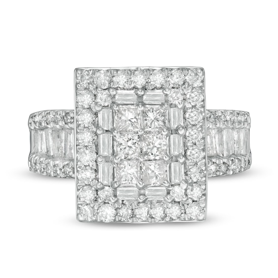 1-1/2 CT. T.w. Princess-Cut Diamond Frame Multi-Row Engagement Ring in 10K White Gold