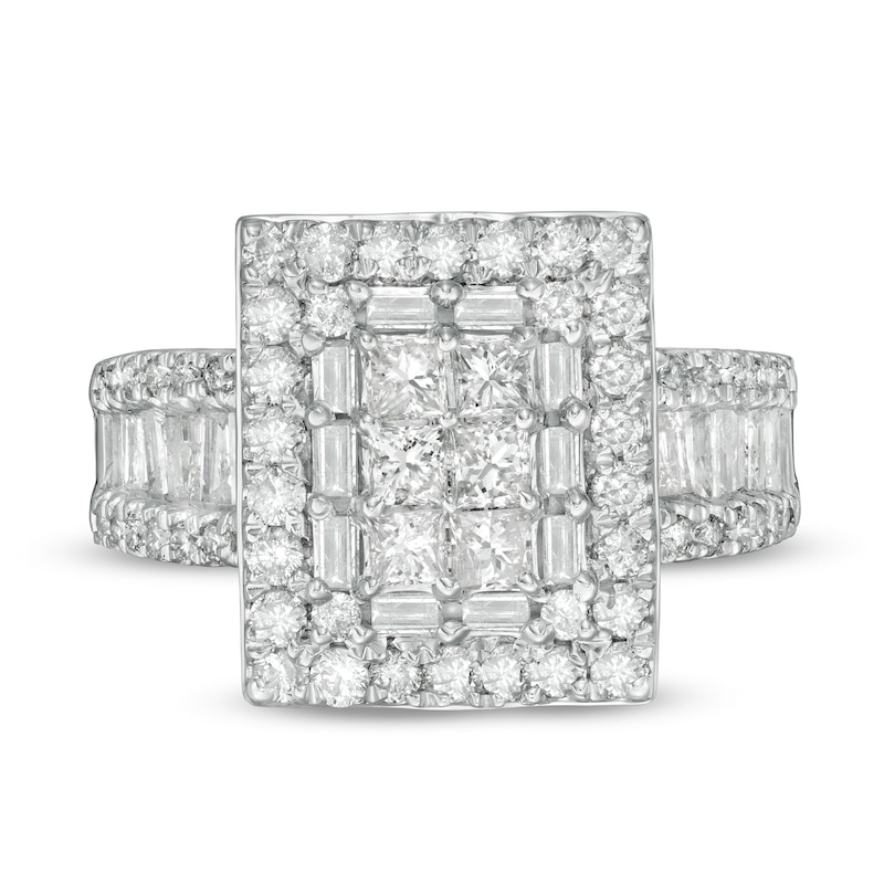 1-1/2 CT. T.W. Princess-Cut Diamond Frame Multi-Row Engagement Ring in 10K White Gold