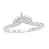 Thumbnail Image 1 of 1/6 CT. T.W. Diamond Crown Chevron Vintage-Style Wedding Band in 10K White Gold