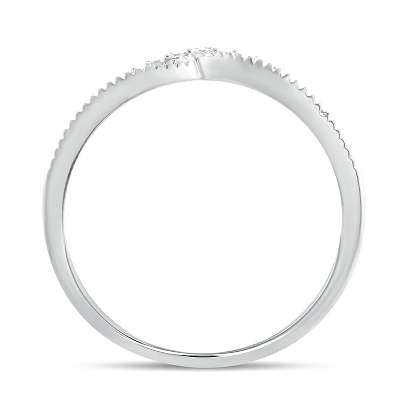 Main Image 4 of 1/6 CT. T.W. Diamond Crown Chevron Vintage-Style Wedding Band in 10K White Gold