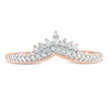 Thumbnail Image 2 of 1/6 CT. T.W. Diamond Crown Chevron Vintage-Style Wedding Band in 10K Rose Gold