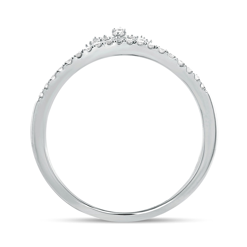 Main Image 4 of 1/6 CT. T.W. Diamond Tiara Contour Wedding Band in 10K White Gold
