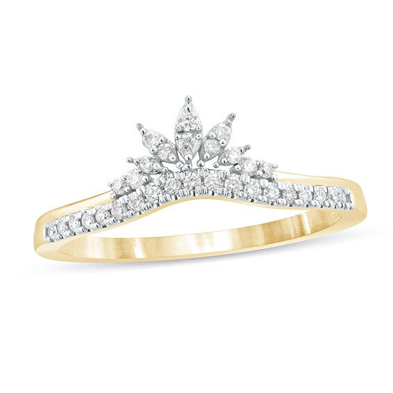 1/6 CT. T.w. Diamond Tiara Contour Wedding Band in 10K Gold