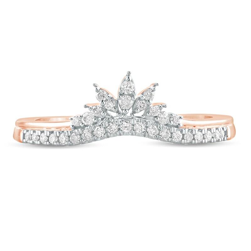 Main Image 3 of 1/6 CT. T.W. Diamond Tiara Contour Wedding Band in 10K Rose Gold