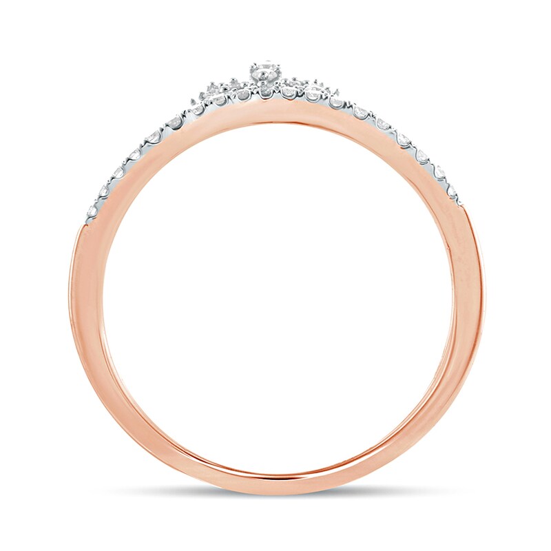Main Image 4 of 1/6 CT. T.W. Diamond Tiara Contour Wedding Band in 10K Rose Gold