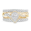 1 CT. T.W. Pear-Shaped Diamond Frame Twist Shank Vintage-Style Bridal Set in 14K Gold