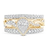 Thumbnail Image 3 of 1 CT. T.W. Pear-Shaped Diamond Frame Twist Shank Vintage-Style Bridal Set in 14K Gold