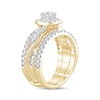 Thumbnail Image 2 of 1 CT. T.W. Emerald-Cut Diamond Frame Twist Shank Vintage-Style Bridal Set in 14K Gold
