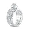 Thumbnail Image 2 of 1 CT. T.W. Oval Diamond Frame Twist Shank Vintage-Style Bridal Set in 14K White Gold