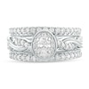 Thumbnail Image 3 of 1 CT. T.W. Oval Diamond Frame Twist Shank Vintage-Style Bridal Set in 14K White Gold