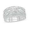 Thumbnail Image 1 of 1 CT. T.W. Princess-Cut Diamond Frame Twist Shank Vintage-Style Bridal Set in 14K White Gold