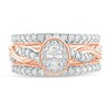Thumbnail Image 3 of 1 CT. T.W. Oval Diamond Frame Twist Shank Vintage-Style Bridal Set in 14K Rose Gold
