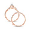 Thumbnail Image 4 of 1 CT. T.W. Oval Diamond Frame Twist Shank Vintage-Style Bridal Set in 14K Rose Gold