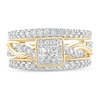 Thumbnail Image 2 of 1 CT. T.W. Princess-Cut Diamond Frame Twist Shank Vintage-Style Bridal Set in 14K Gold