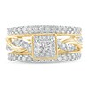Thumbnail Image 3 of 1 CT. T.W. Princess-Cut Diamond Frame Twist Shank Vintage-Style Bridal Set in 14K Gold