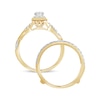 Thumbnail Image 4 of 1 CT. T.W. Princess-Cut Diamond Frame Twist Shank Vintage-Style Bridal Set in 14K Gold